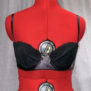 Lucy B Lingerie bra bows lace spiral stitching Pin-up 34B Bernie Dexter vintage